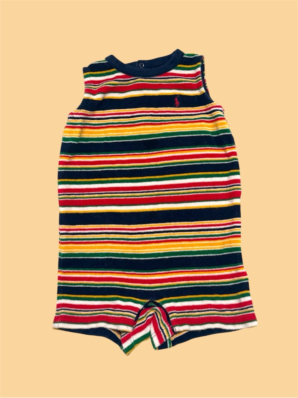 RL baby Striped terry cloth romper